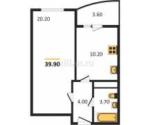 1-к квартира, 39.90м2