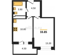 1-к квартира, 33.85м2